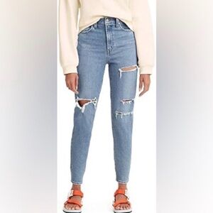 Levi's Light Blue Distressed High Waisted Mom Jean